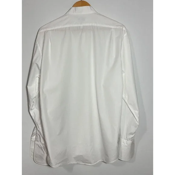 Yves Saint Laurent White Vtg French Cuff Formal Dress Shirt Mens 17 34-35 Logo